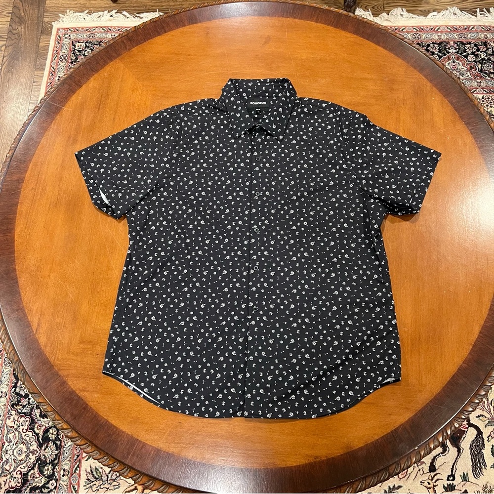 Bonobos Tech Floral Short Sleeve Performance Button-Up Shirt Black Floral XXL - Picture 5 of 16